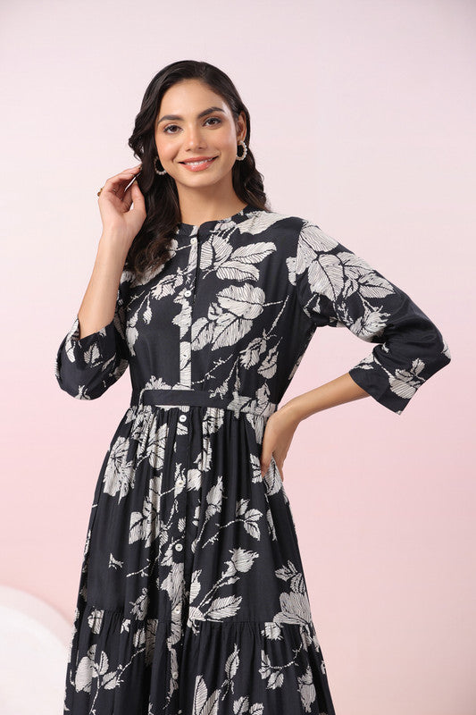 Midnight Blossom MaxiNoir Floral Dream Black Dress