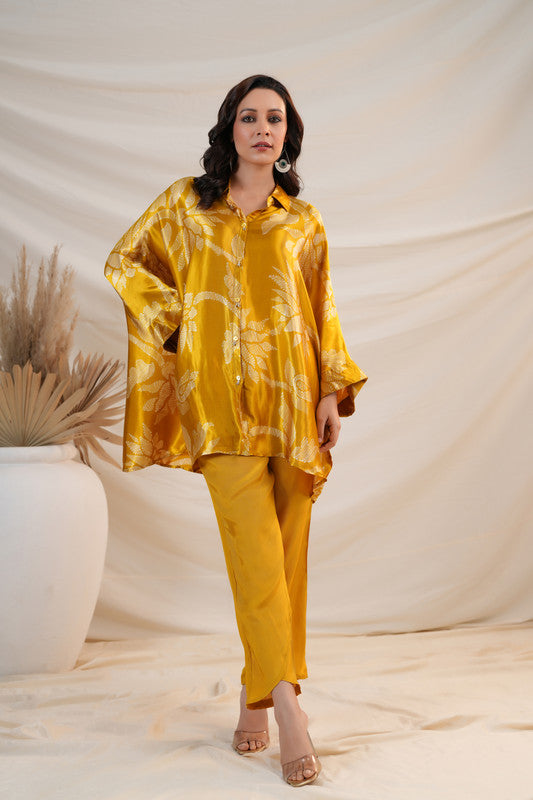 Sunlit Mustard Luxe Russian Silk Co-ord Set