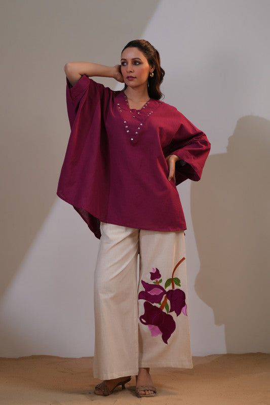 Wine Blossom Elegance Co-Ord Set