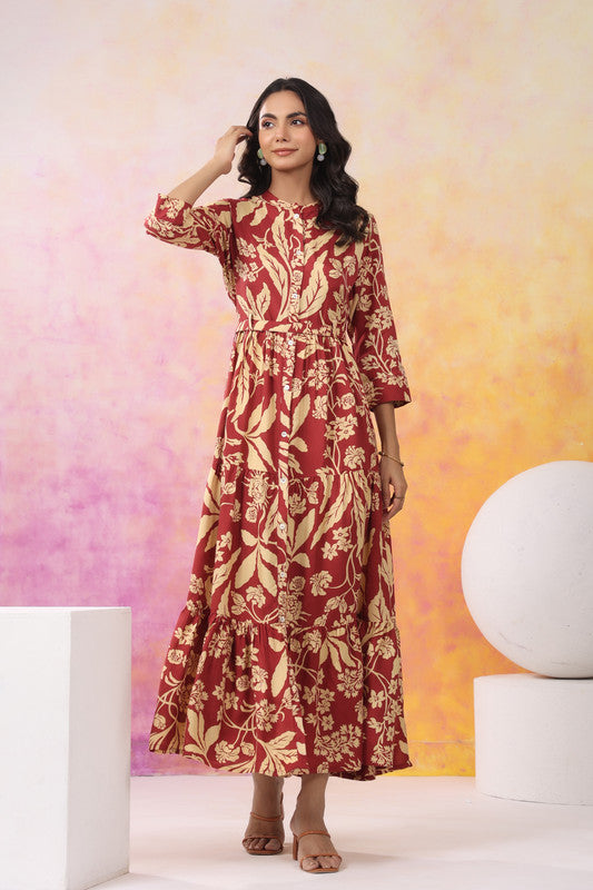 Crimson Bloom Maxi Dress