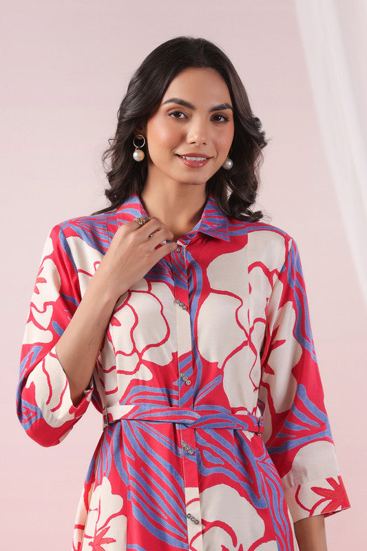 Tropical Bloom Shirt Russian Silk Dress
