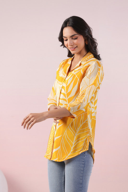 Sunlit Palm Russian Silk Top