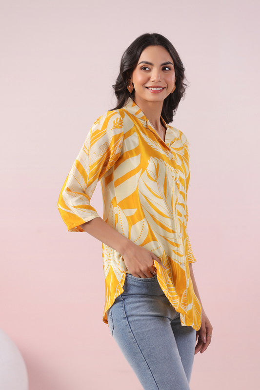 Sunlit Palm Russian Silk Top