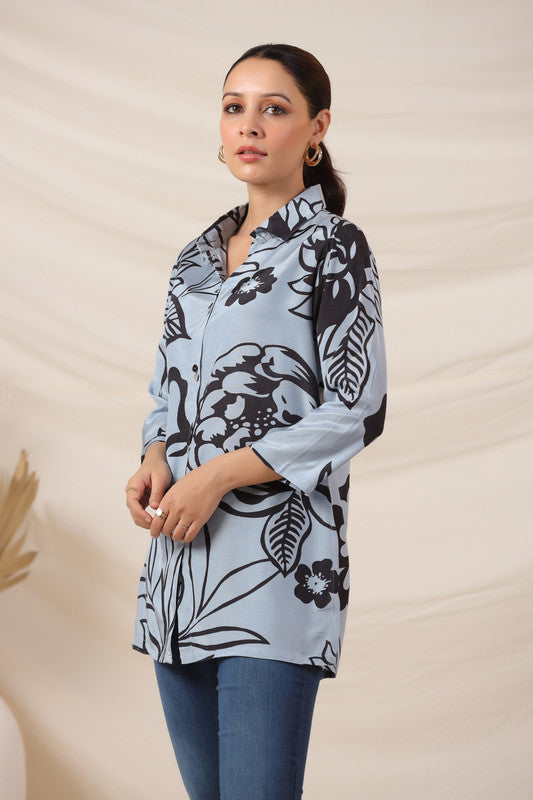 Sky Blue Petal Russian Silk Top