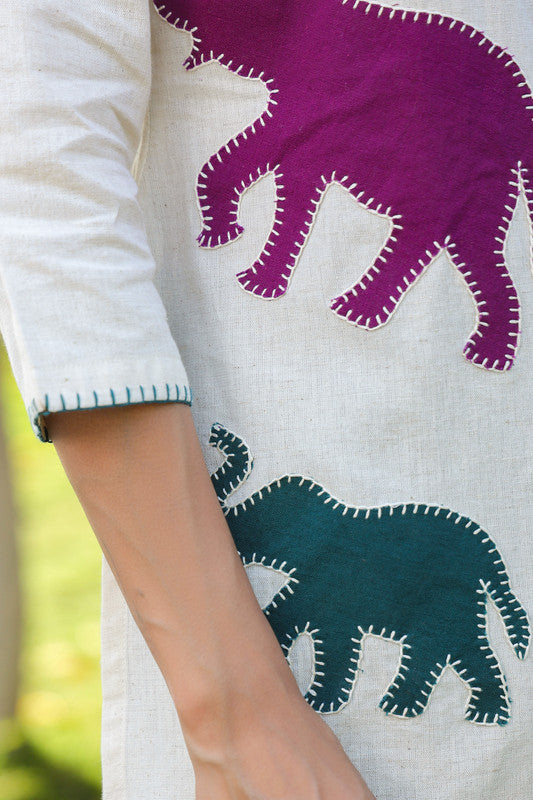 Rustic Elephant Appliqué Cotton Flex Top