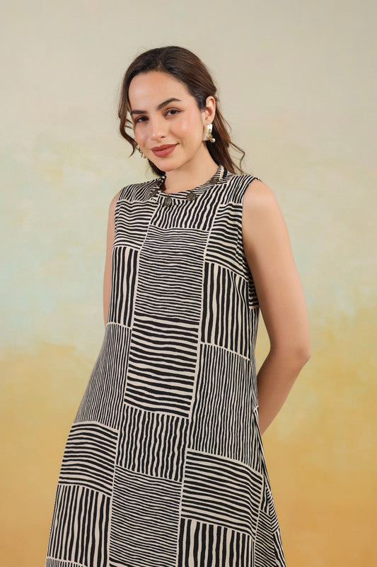 Black & White Maze Russian Silk Co-ord Set
