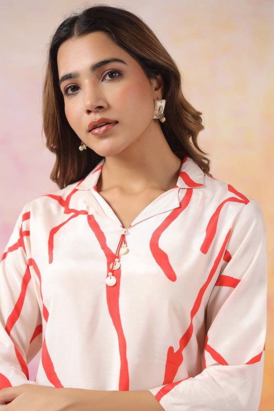 Coral Currents Russian Silk Co-Ord Set
