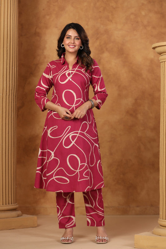 Berry Swirl Statement Pink Cotton Co-ord Set
