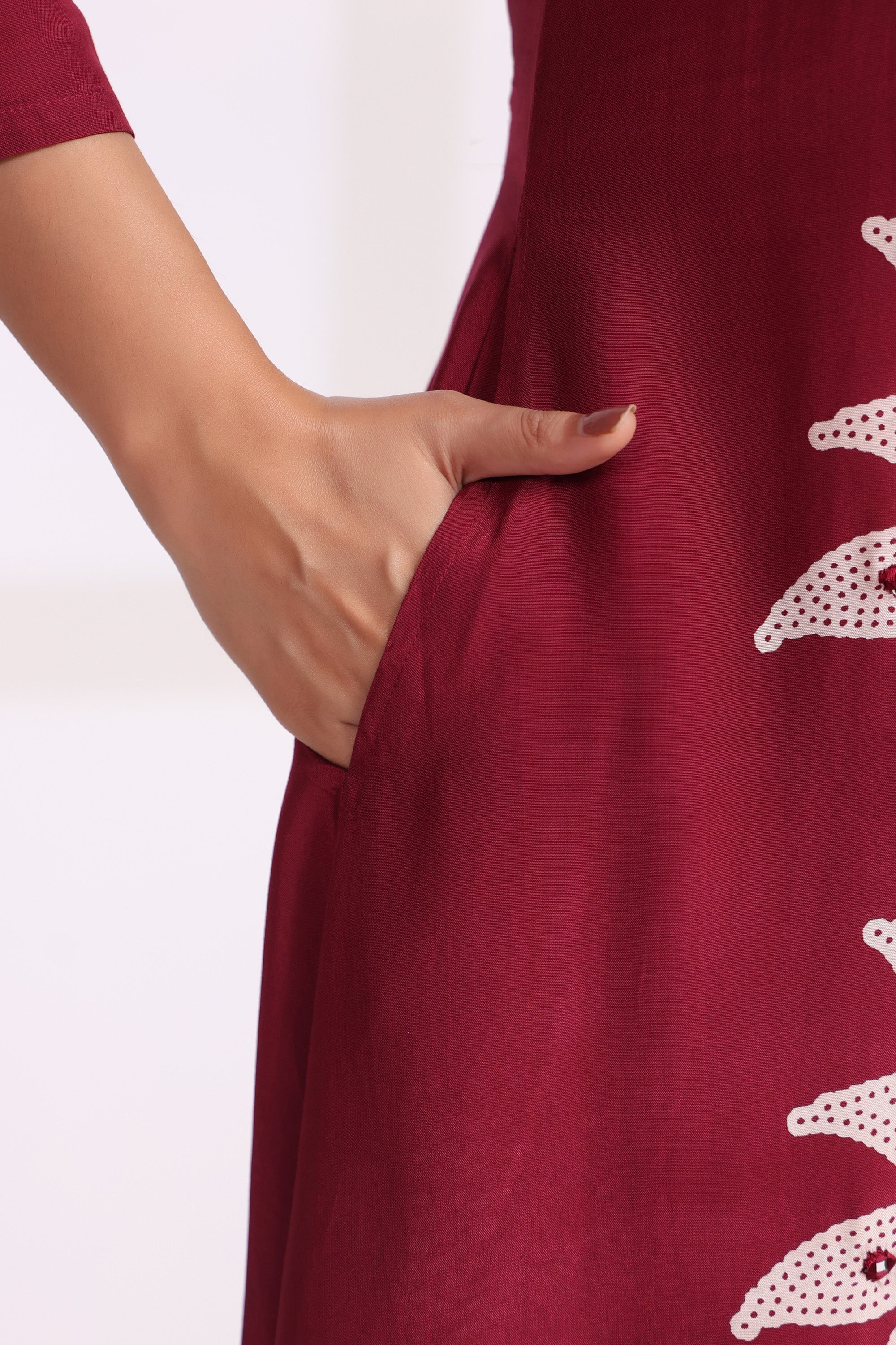 Crimson Leaf Symphony Russian Silk Co-ord Set