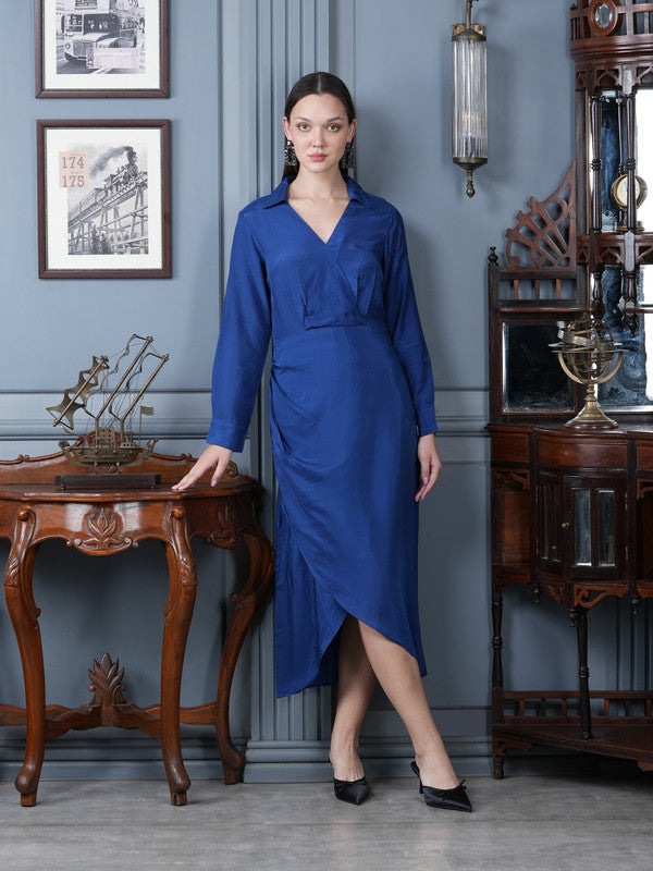 Cobalt Blue Collins Russian Silk Dress