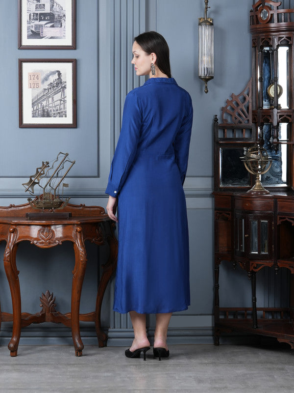 Cobalt Blue Collins Russian Silk Dress