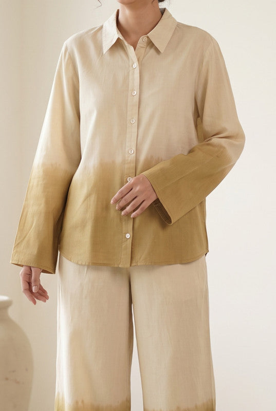 Beige & Mustard Ombre Cotton Flex Co-Ord Set