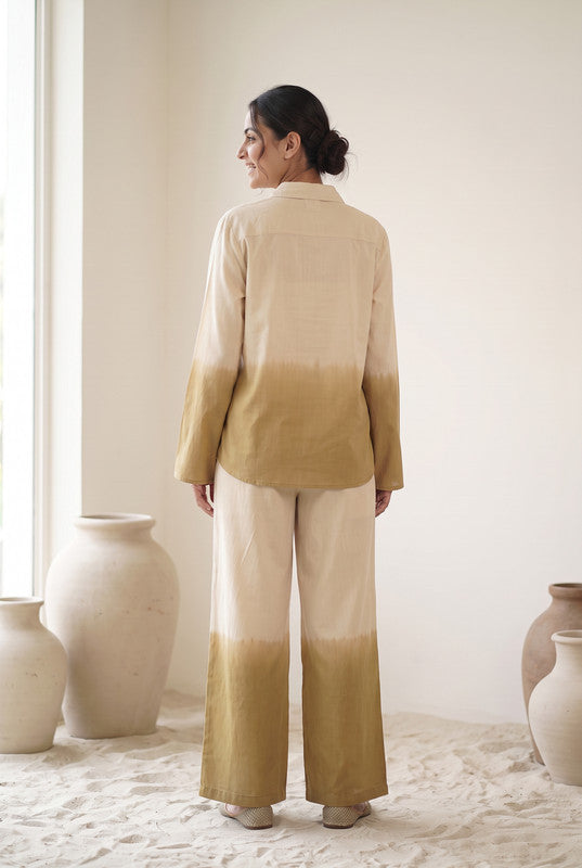 Beige & Mustard Ombre Cotton Flex Co-Ord Set