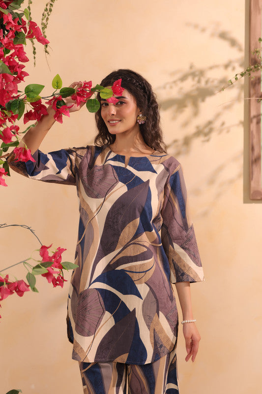 Multicolor Designer Abstract Printed Cotton Co-ord Set