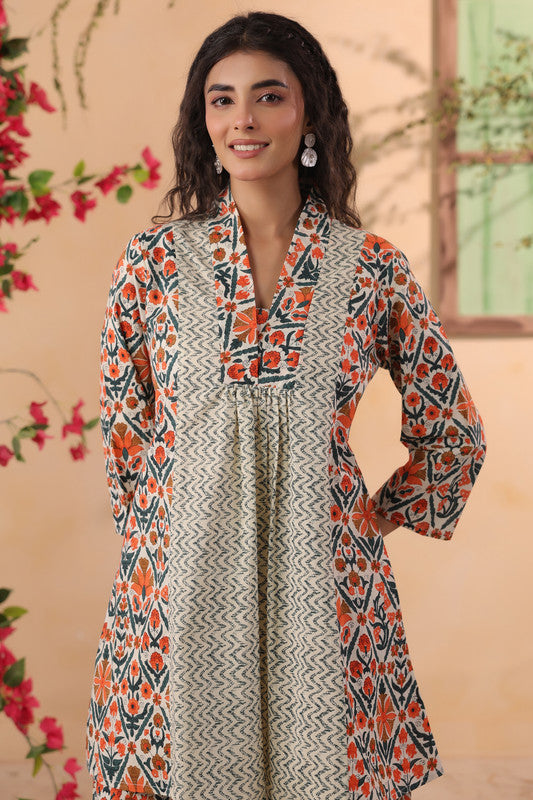 Multicolour Ethnic Floral Printed Cotton Co-ord Set