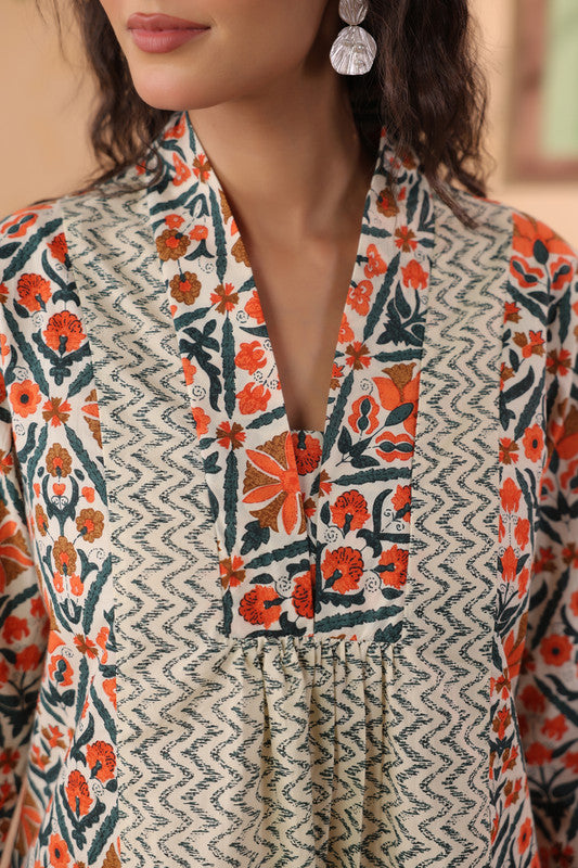 Multicolour Ethnic Floral Printed Cotton Co-ord Set