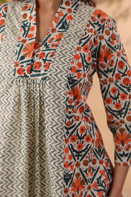 Multicolour Ethnic Floral Printed Cotton Co-ord Set