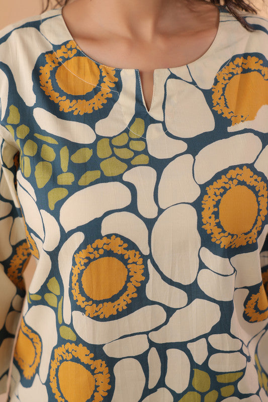 Multicolour Floral Motif Printed Cotton Co-ord Set