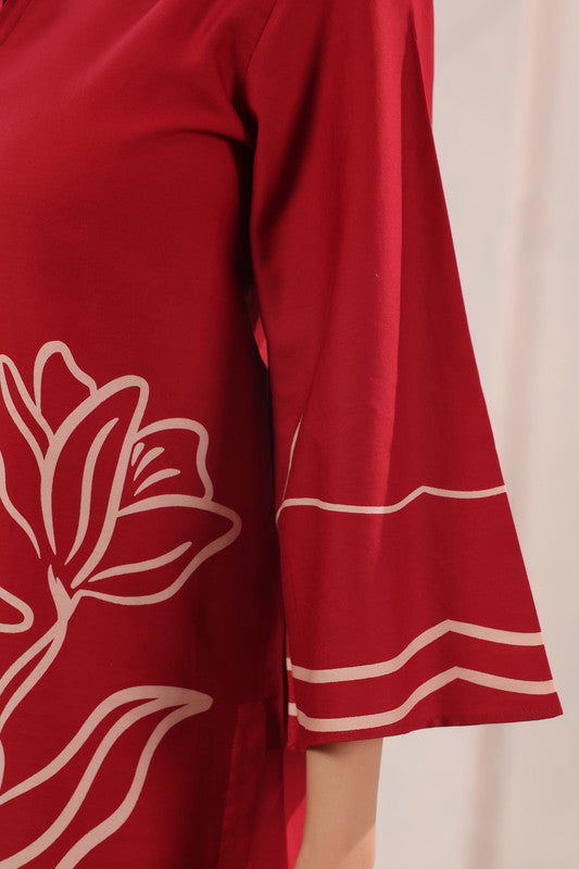 Red Statement Floral Printed Cotton Co-ord Set