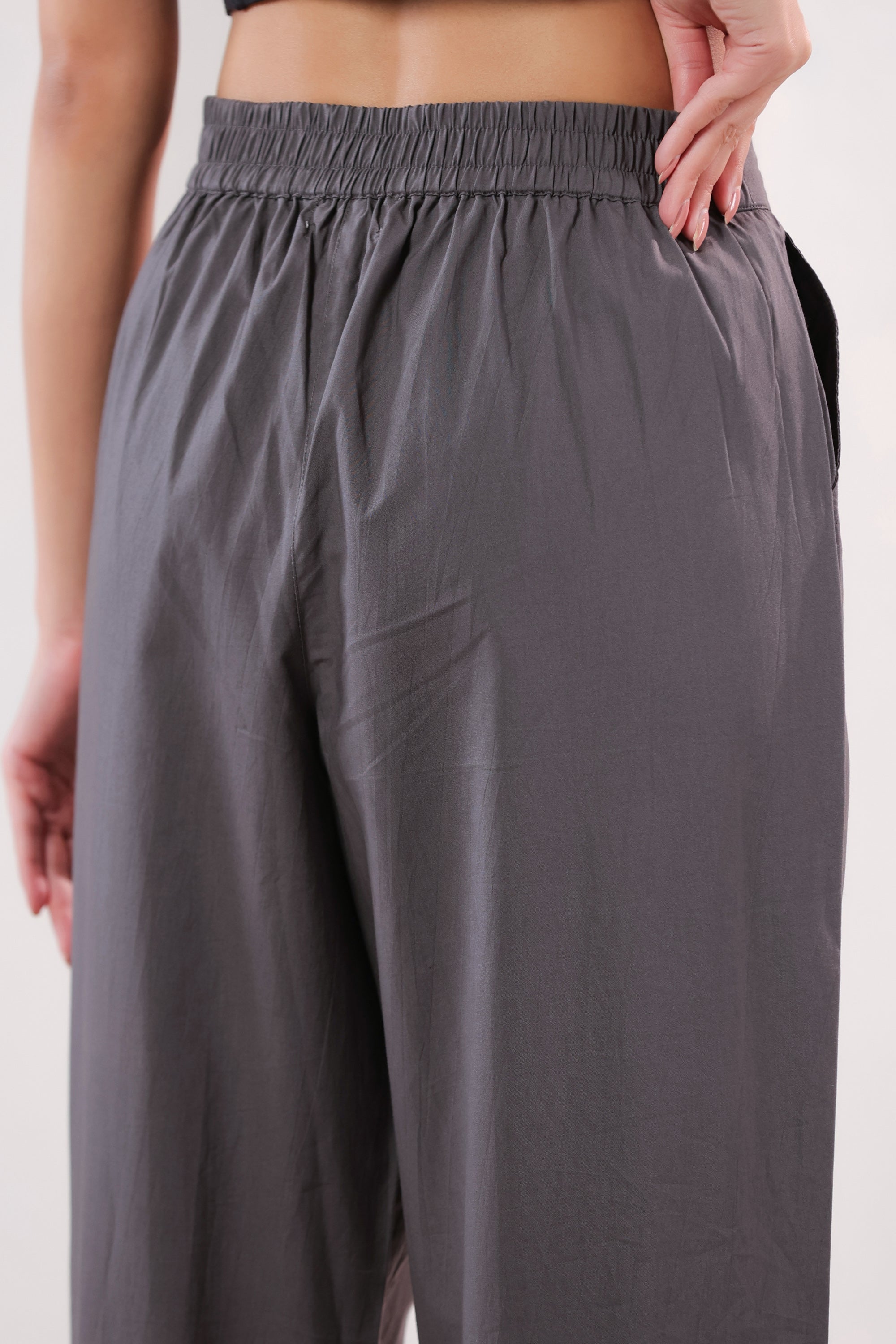 Smart Fit Solid Charcoal Grey Straight Formal Cotton Pants