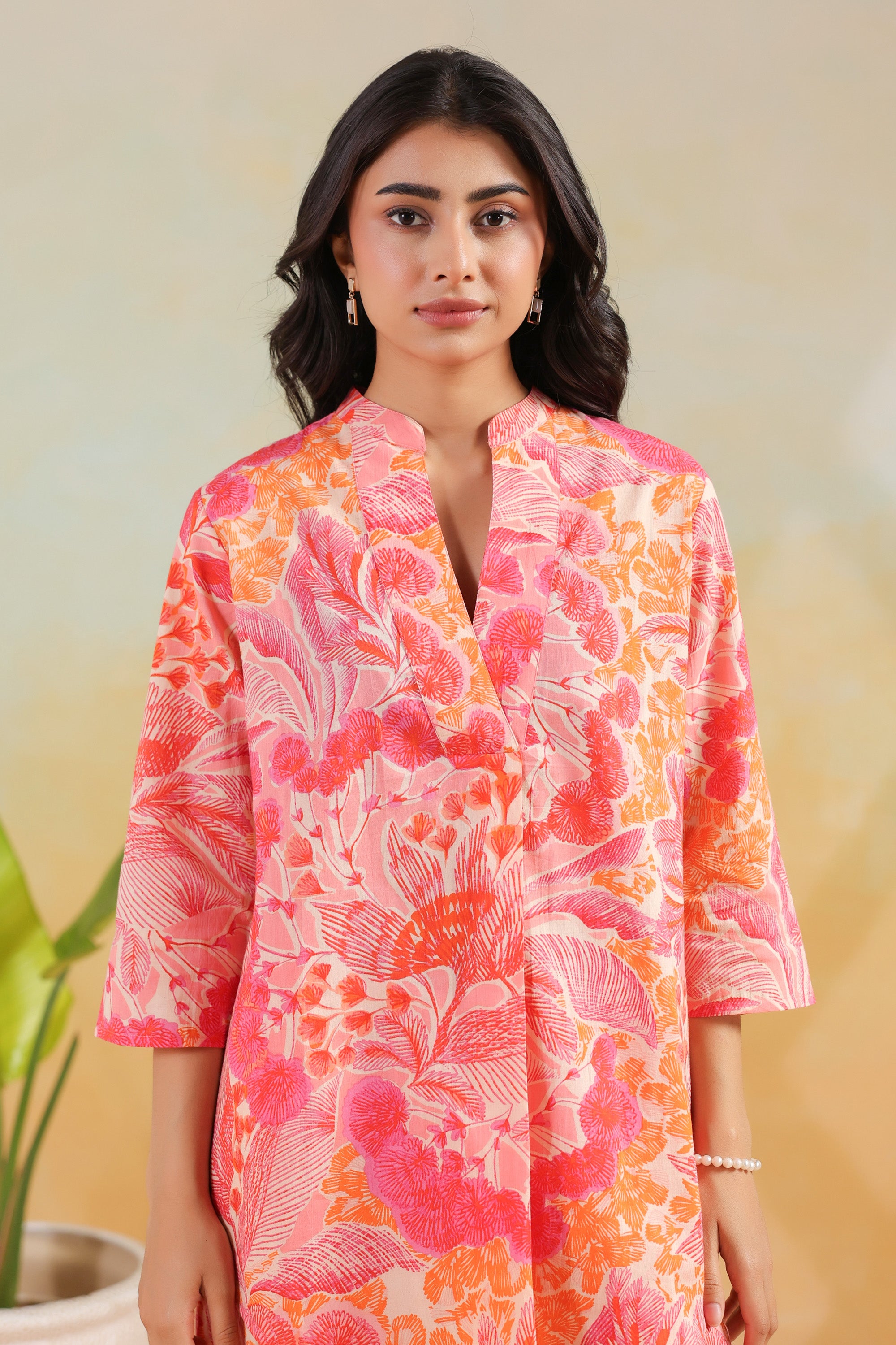 Multicoloured Blossom Tropical Printed Cotton Flex Co-ord Set