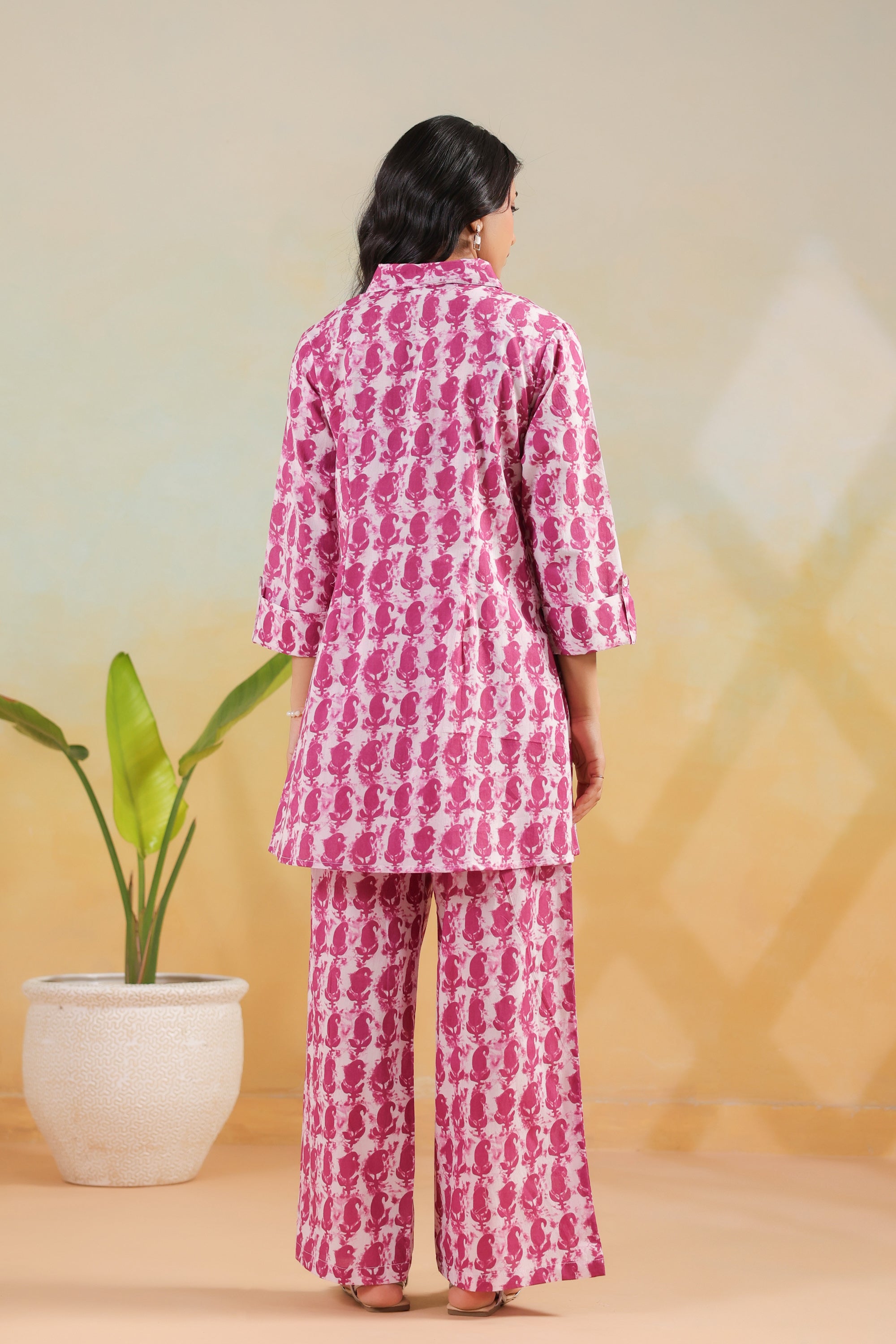 Pink Handblock Traditional Inspired Printed Cotton Co-ord Set