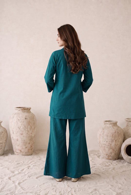 Teal Bloom Cotton Flex Co-Ord Set