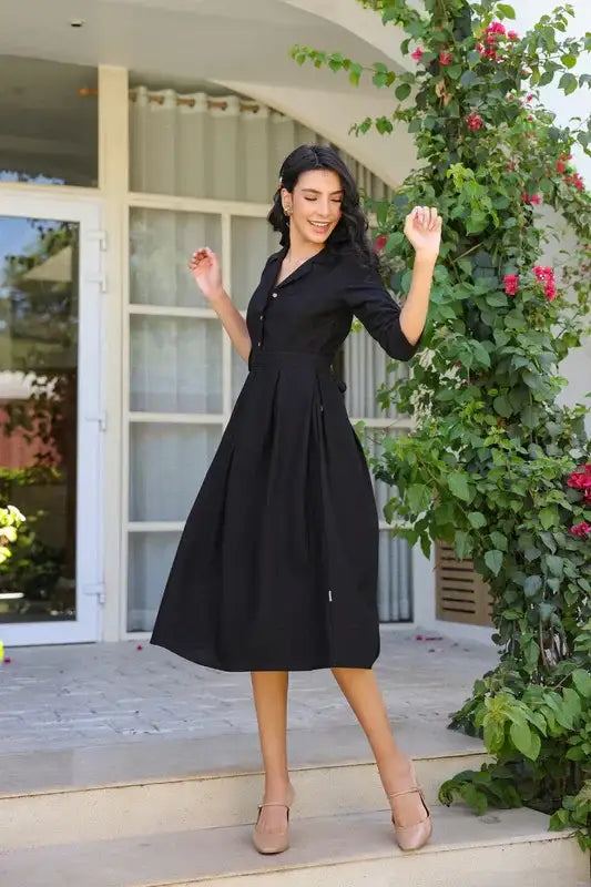 Azure Breeze Cotton Flex Dress