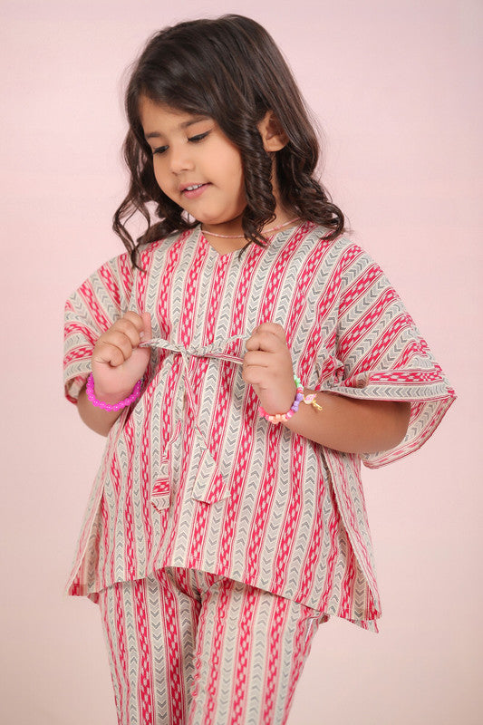 Crimson Stripes Kaftan Set