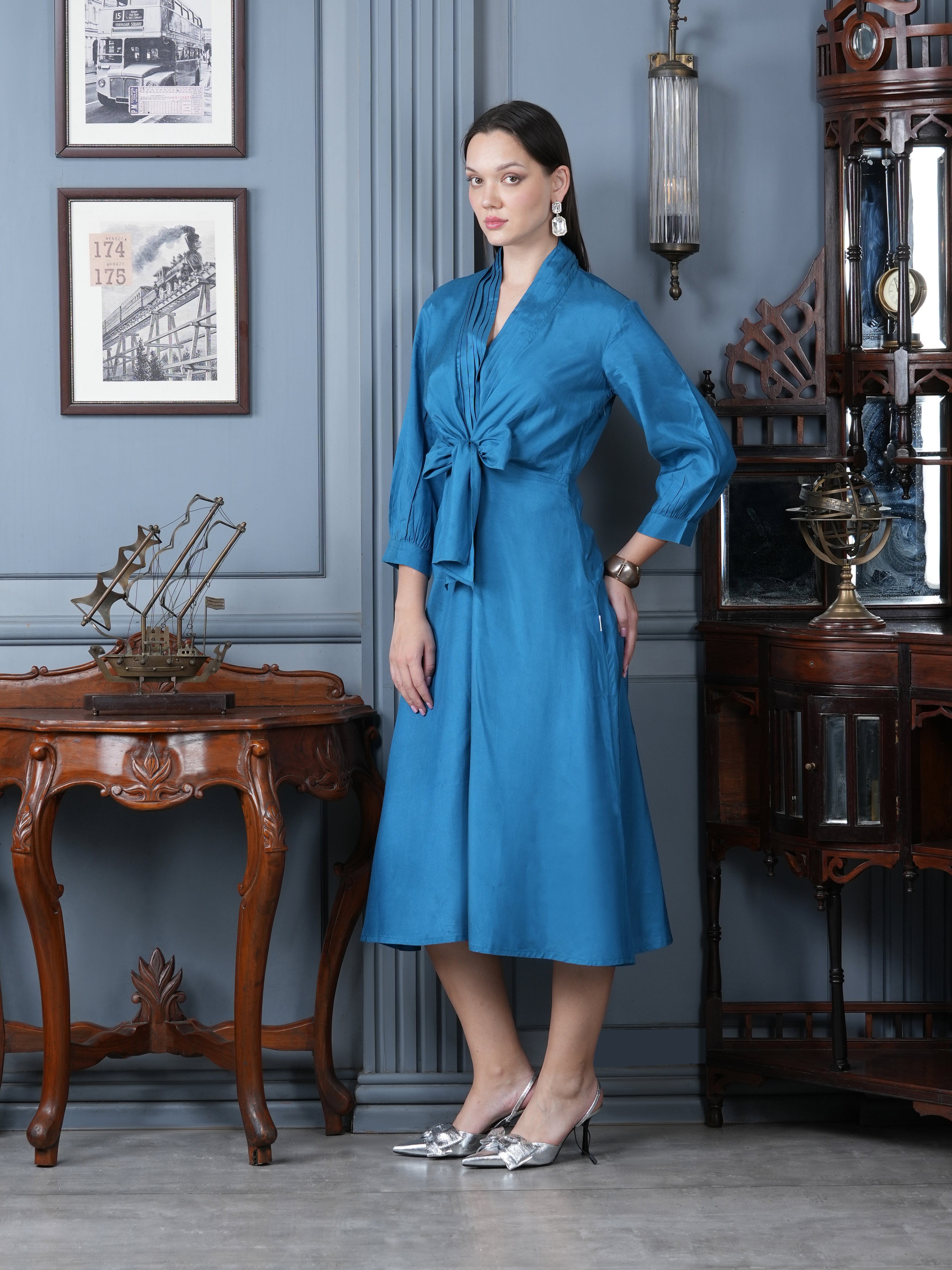 Blue Whisper Russian Silk Dress