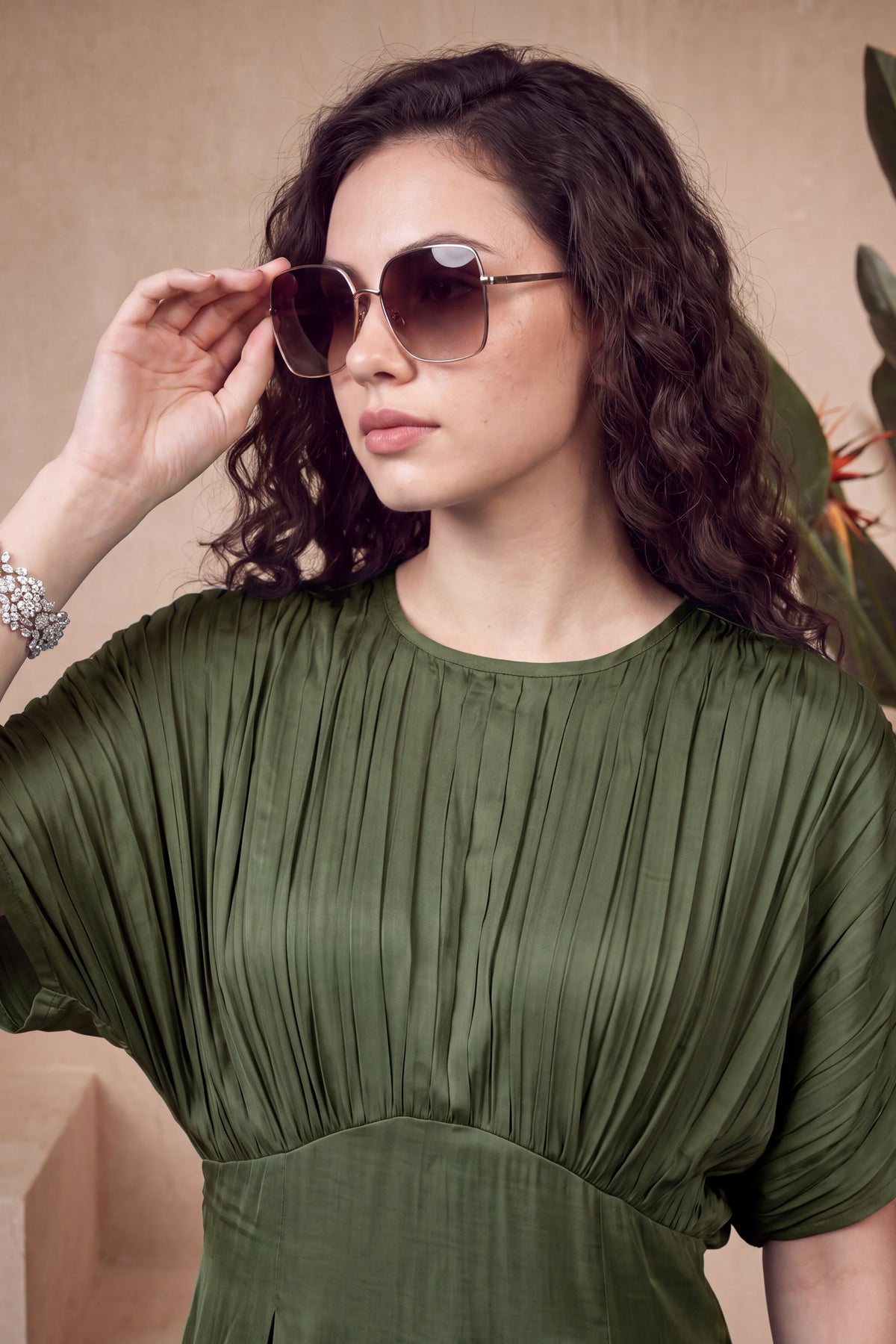 Olive Muse Russian Silk Dress