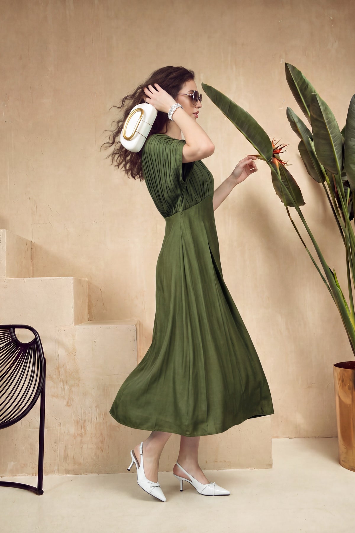Olive Muse Russian Silk Dress