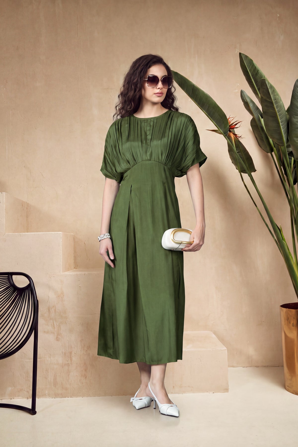 Olive Muse Russian Silk Dress