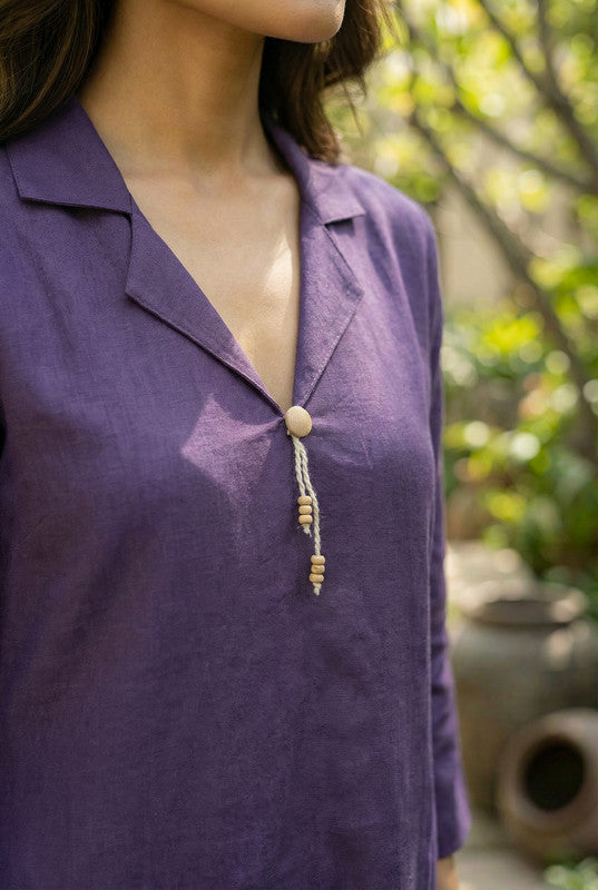 Plum Purple Floral Motif Embroidered Cotton Co-ord Set