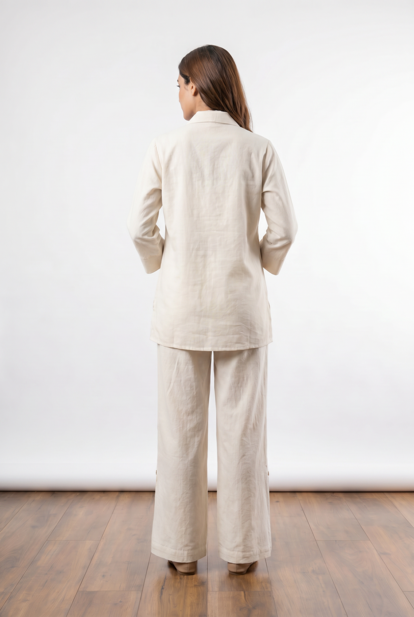 Ivory Floral Applique Cotton Flex Co-Ord Set