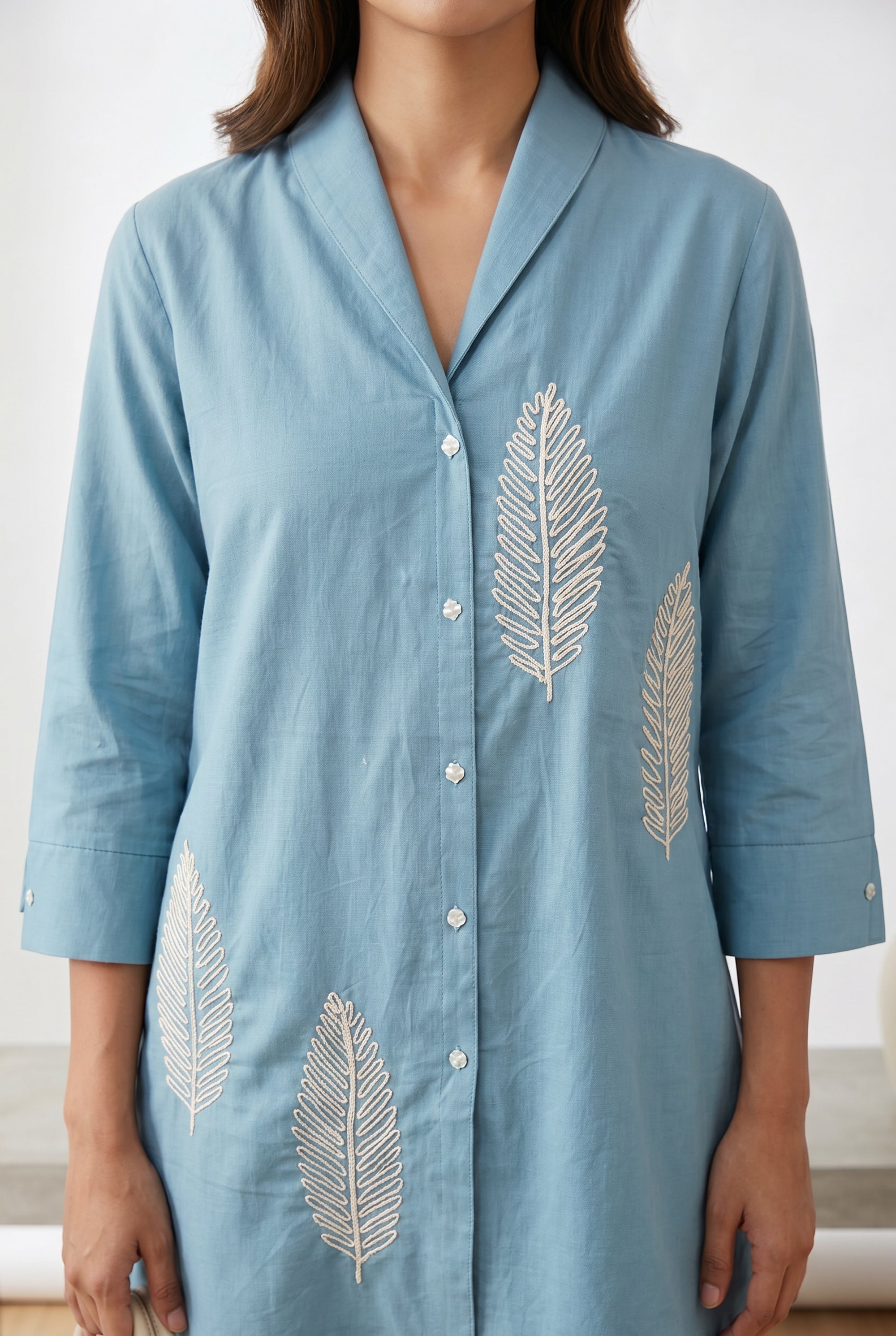 Sky Blue Nature-Inspired Cotton Co-ord Set