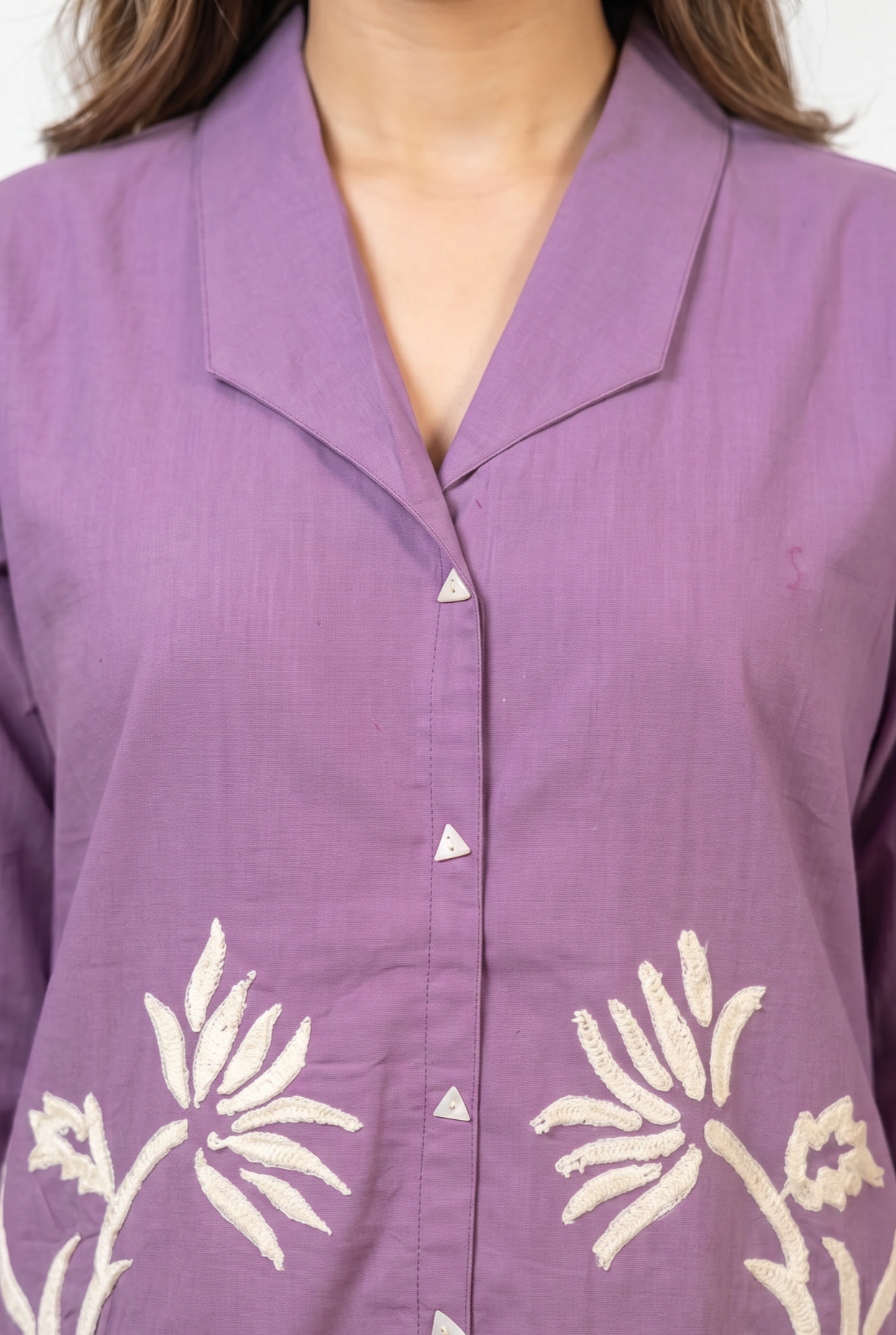 Lavender Floral Applique Cotton Co-Ord Set