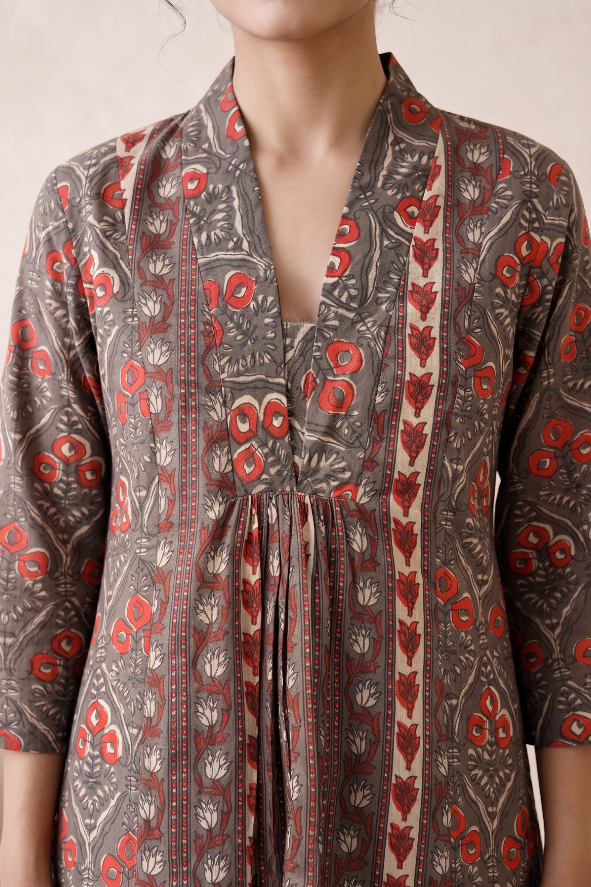 Ajrakh Print Front Pleat Cotton Co-ord Set