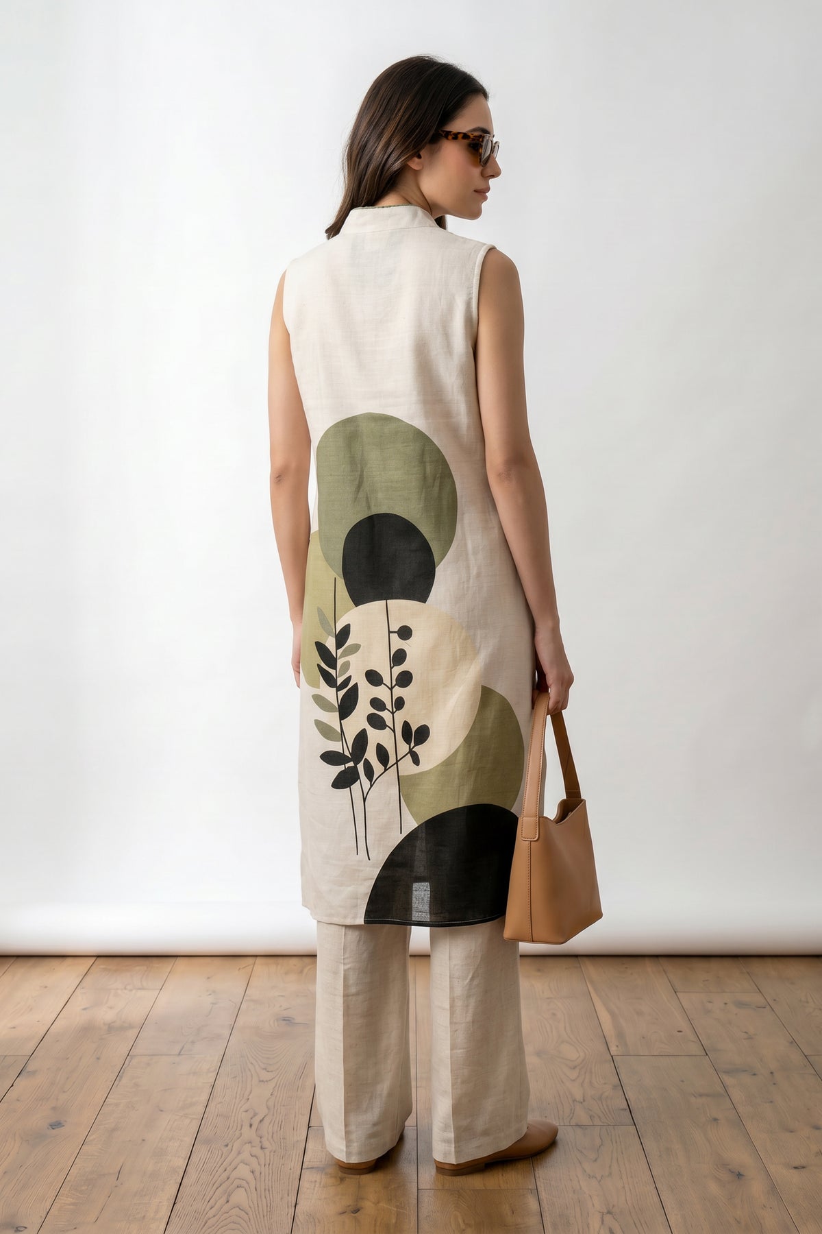 Off White Abstract Botanical Printed Top & Palazzo Cotton Flex Co-ord Set
