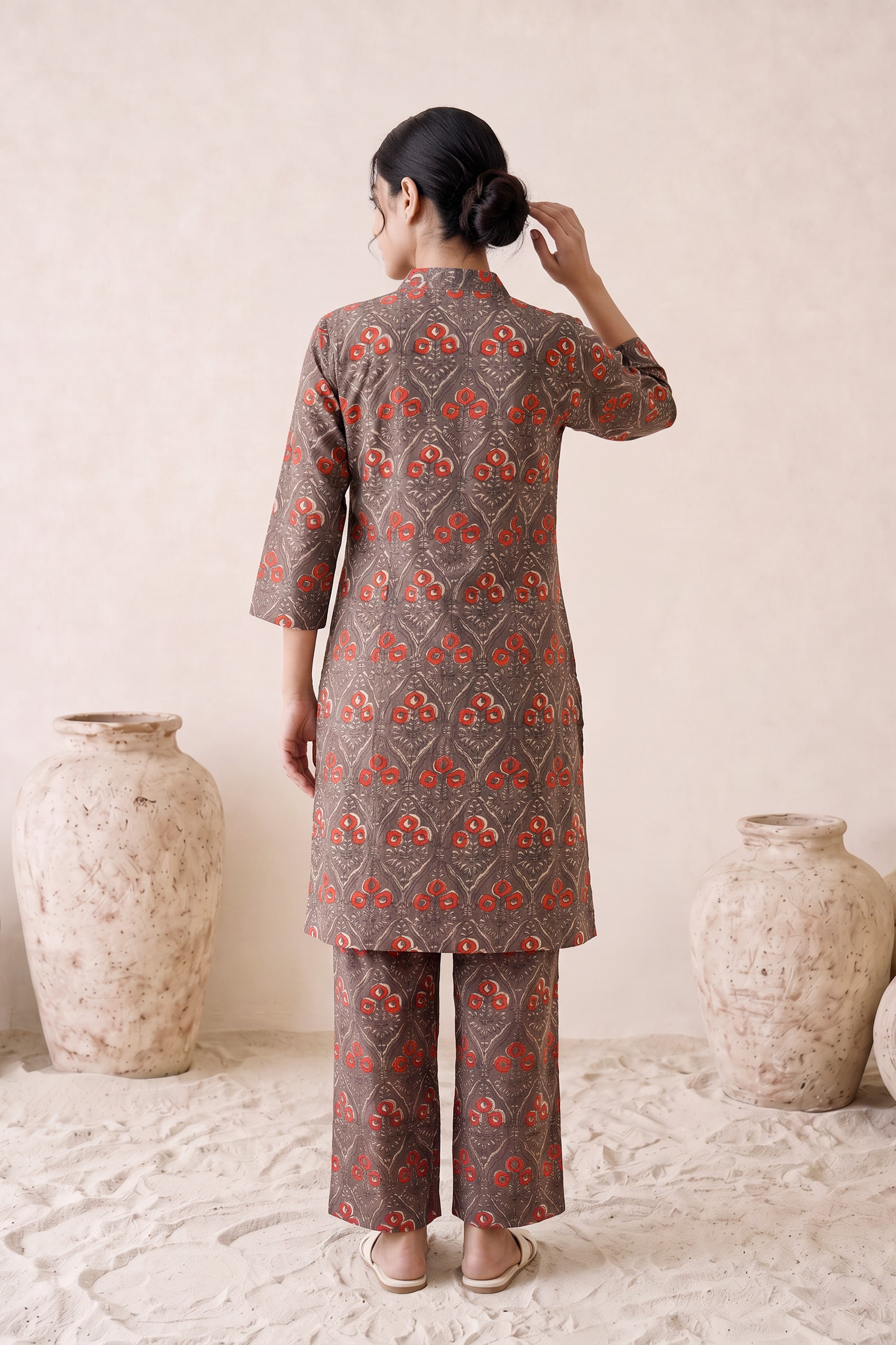 Ajrakh Print Front Pleat Cotton Co-ord Set