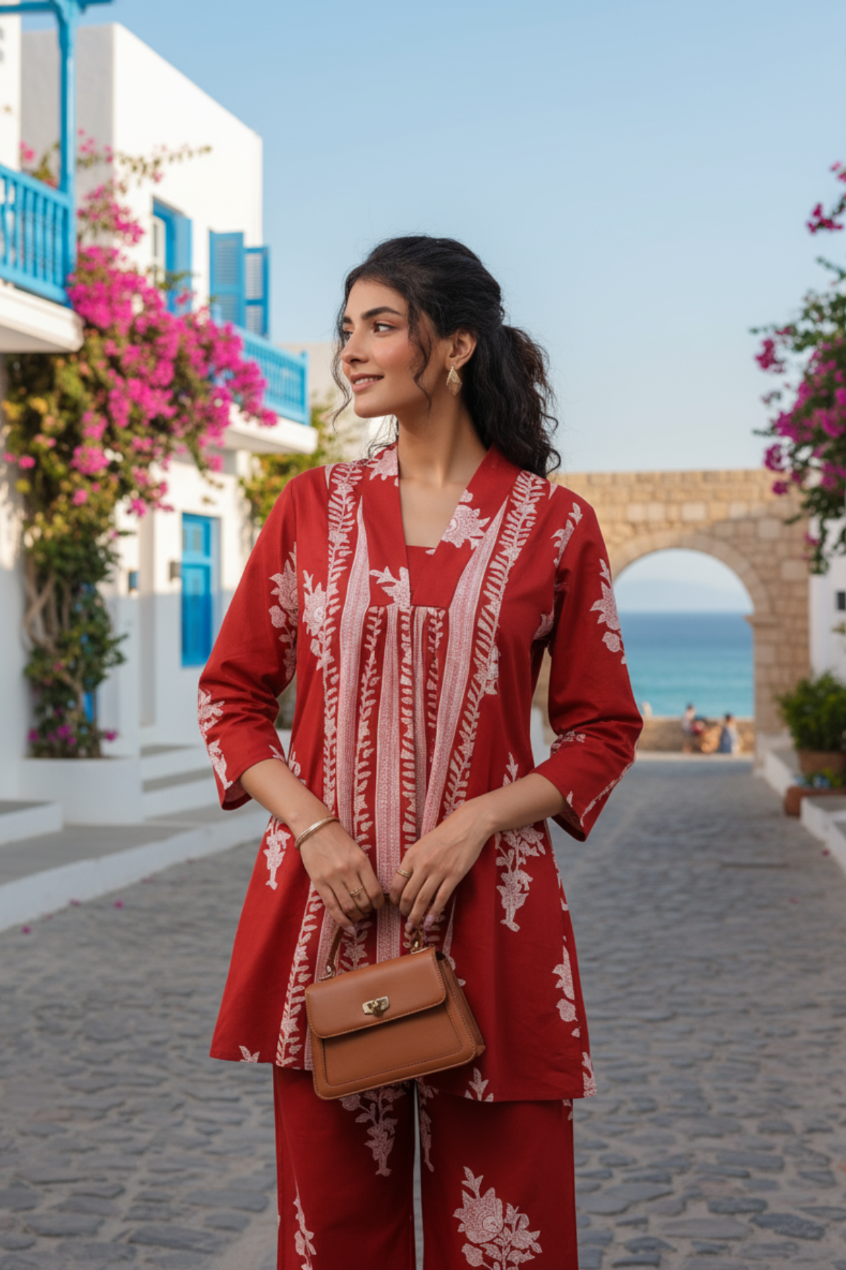 Crimson Vine Cotton Co-ord Set