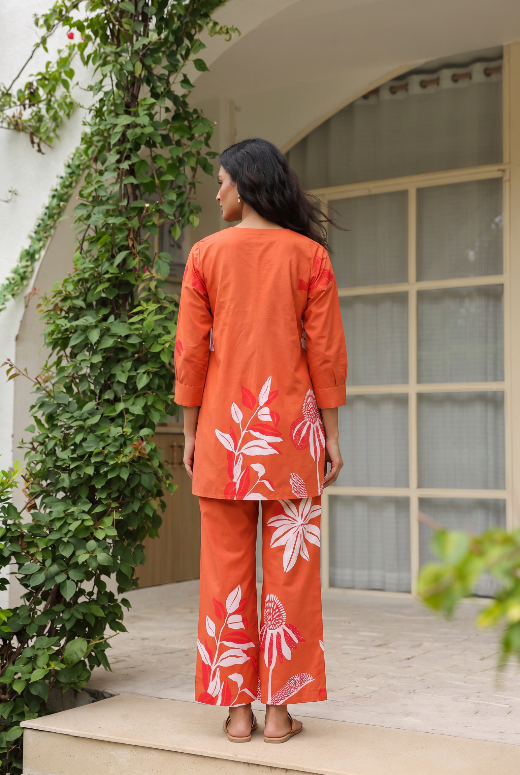 Rust Floral Printed Cotton Co-ord Set