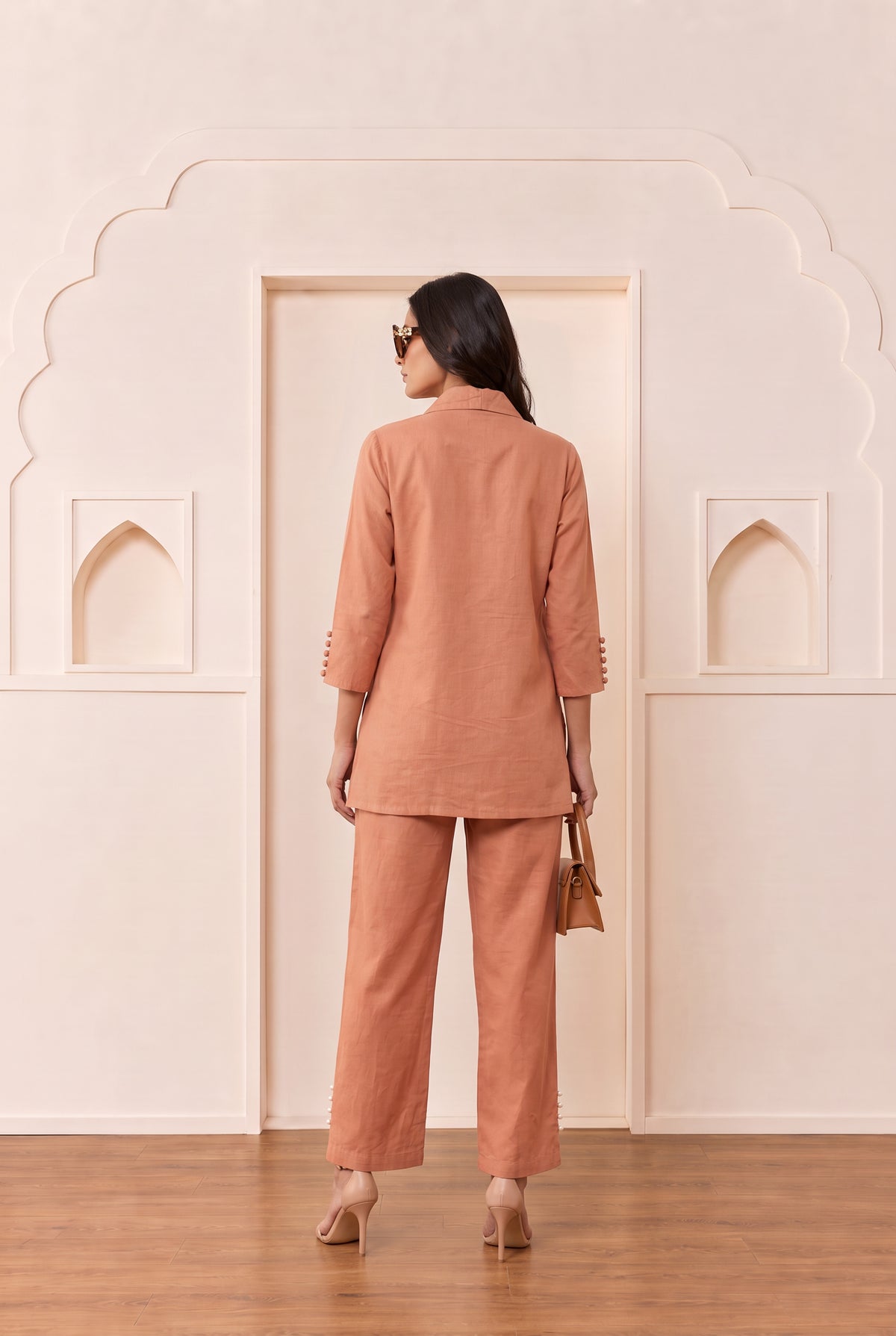 Peach Palm Bloom Cotton Flex Co-Ord Set