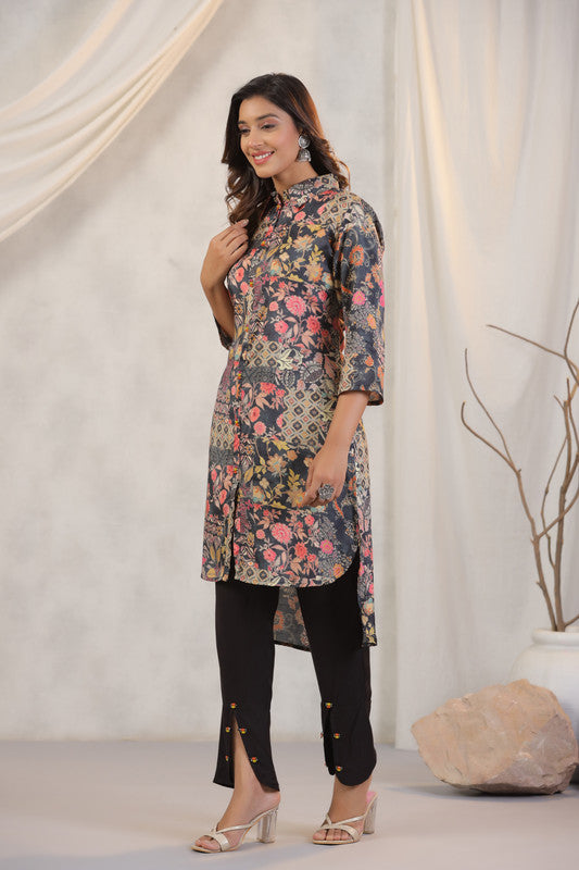 Twilight Florals Russian Silk Co-ord Set