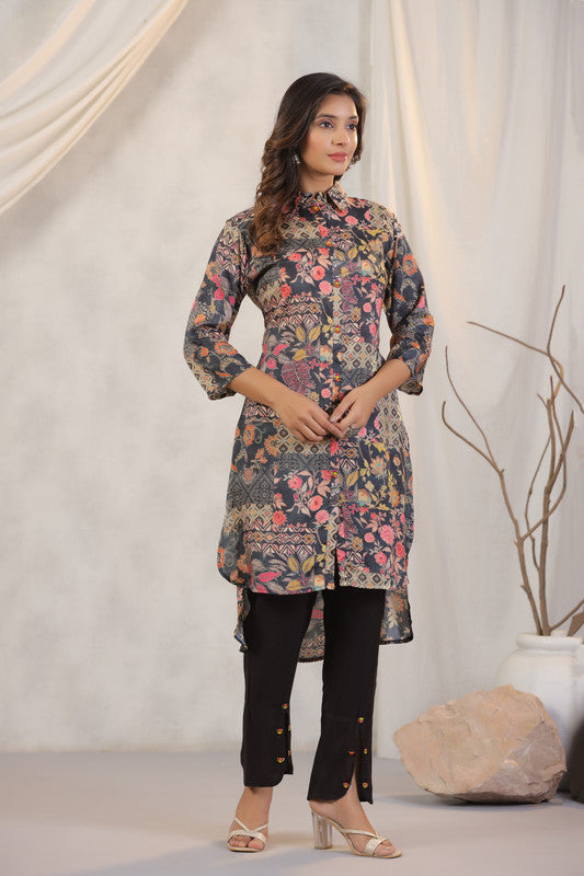 Twilight Florals Russian Silk Co-ord Set