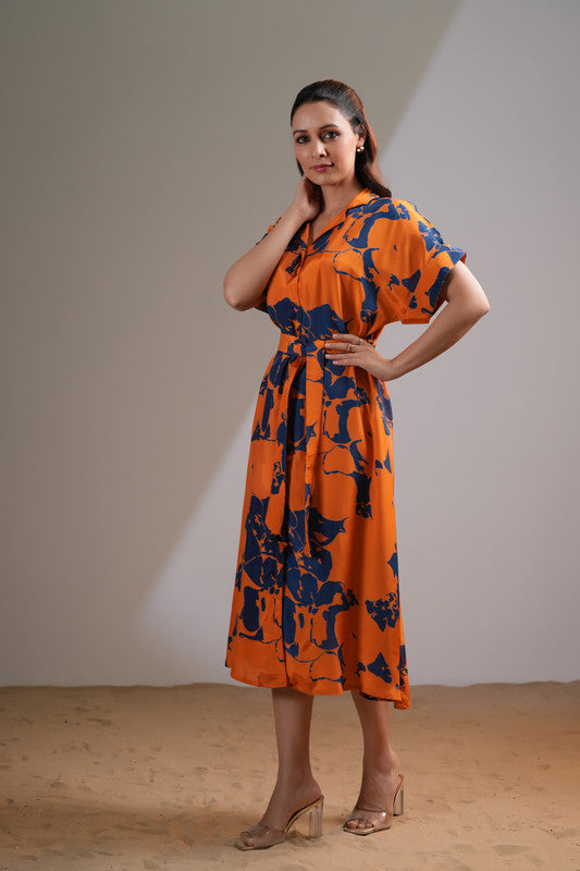 Amber Midnight Floral Russian Silk Dress