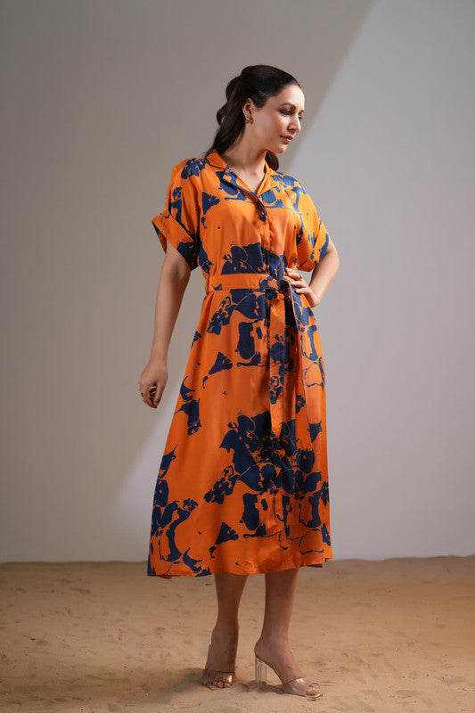 Amber Midnight Floral Russian Silk Dress