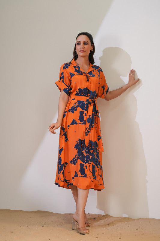 Amber Midnight Floral Russian Silk Dress