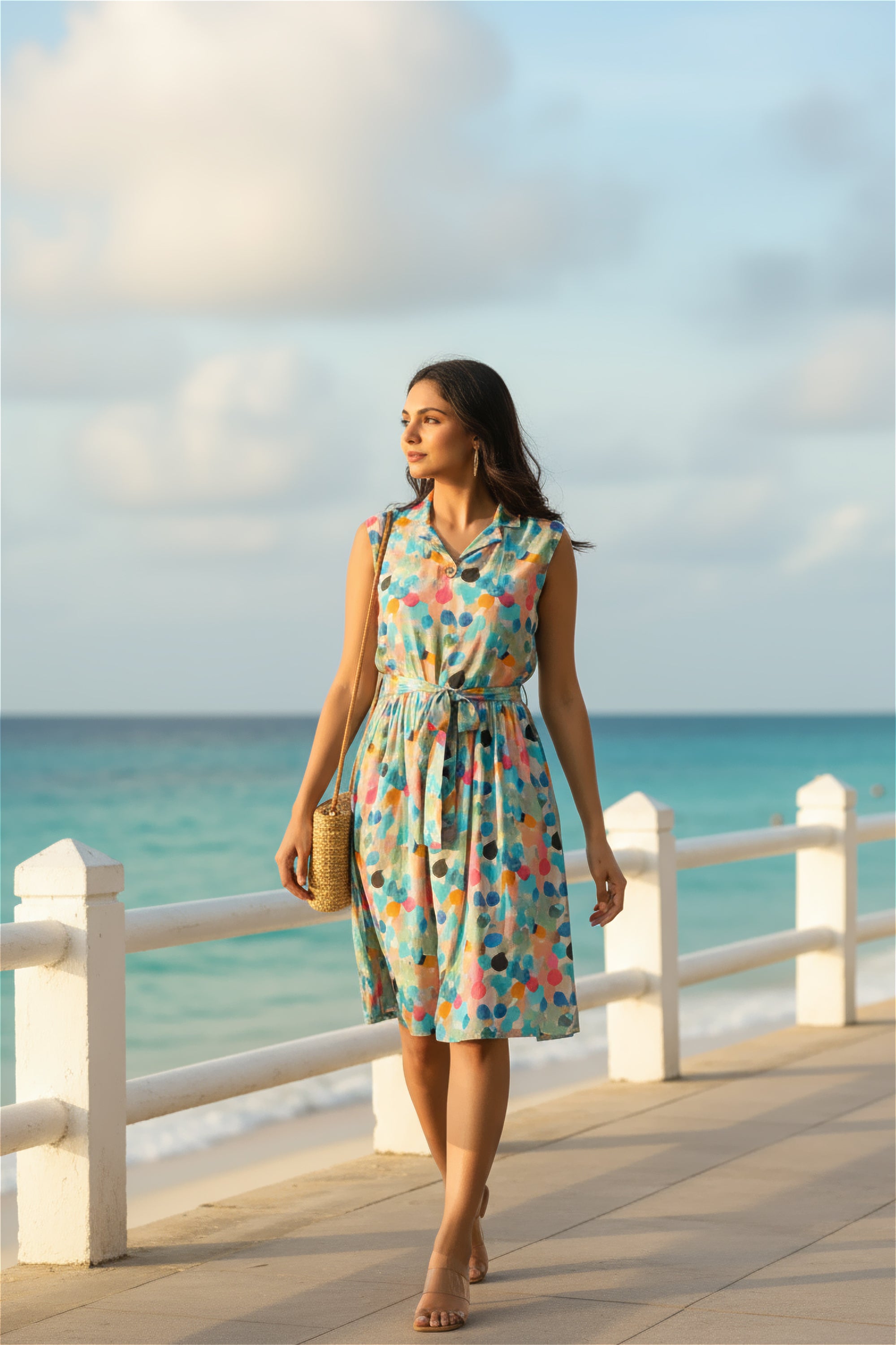 Vibrant Dots Russian Silk Dress