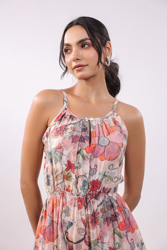 Blush Garden Breeze Muslin Silk Playsuit